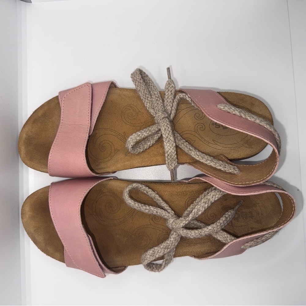 Taos Footwear Back and Forth Pink Sandals with Cork Footbed